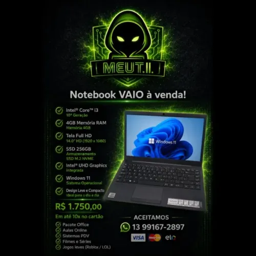 Sony Vaio i3 10°| SSD M.2 NVME | 8 GB memoria | W11