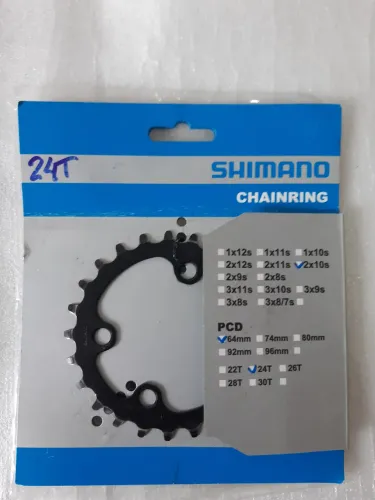 Coroa shimano p/ bicicleta. Mod. Deore 2x10 assimétrica.  26 t  e  24 t. Venda separada