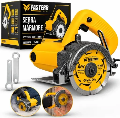 Serra Mármore Concreto Profissional 1240W 4.3/8 Pol FST055 Fasterr Tools