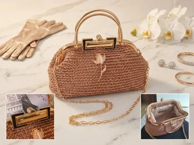Bolsa de Crochê Sofisticada em Fio Náutico