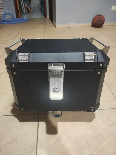 Baú Bauleto Alumínio Bráz Original 43L Preto C/ Base Universal