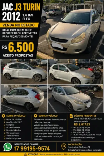 JAC J3 Turin Sedan 1.4 16V 4P Mec. 2012