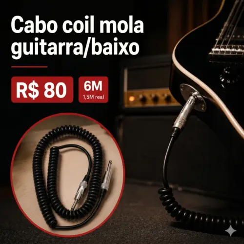 Cabo mola guitarra/baixo Stagg Deluxe Coil 6M
