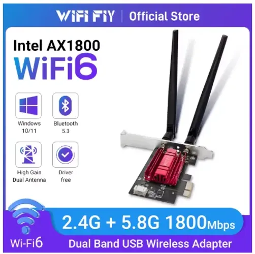 Adaptador WiFi AX1800 (Wi-Fi 6) e Bluetooth 5.3 para PC