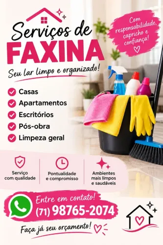 Serviços de faxina e limpeza