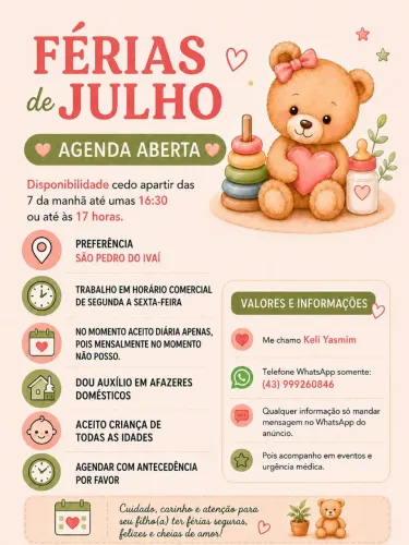 Serviços de babá e faxina