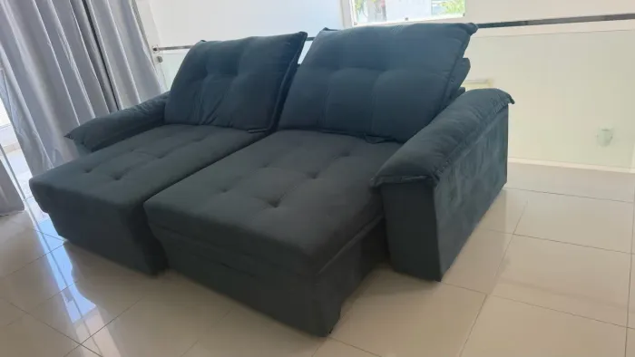 Sofá Retrátil e Reclinável Cinza Suede 2 Lugares - Excelente Estado (Casas Bahia)