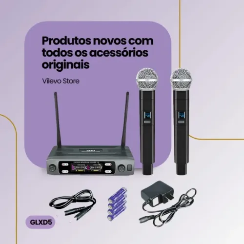 SISTEMA DE MICROFONE SEM FIO DA MARCA LLD K-08A KIT 2 MICROFONE 1 RECEPTOR