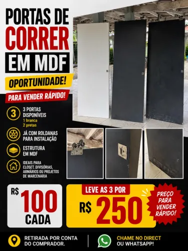 Portas de correr em MDF 