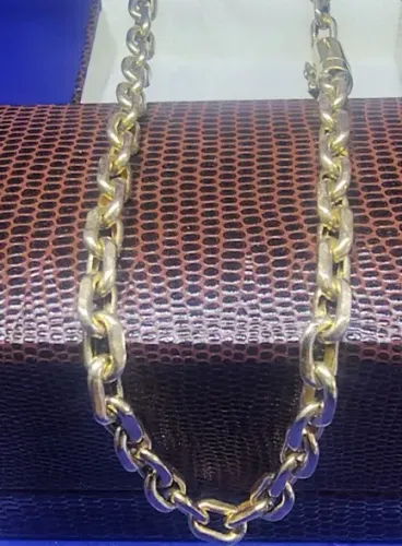 Cordão Masculino Corrente Cadeado Ouro 18 Kilates Peso 18.25 Gramas 5 mm 61 Cm Oco Resiste