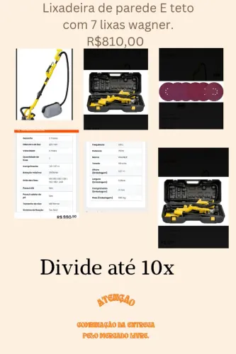 Lixadeira de parede e teto Com 7 lixas  wagne