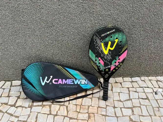 Raquete Beach Tennis Camewin Sunwave Carbono 3K seminova + capa protetora 
