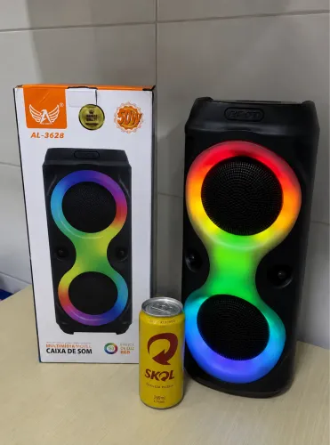 Caixa de som Bluetooth Com Led RGB Portátil USB FM TWS