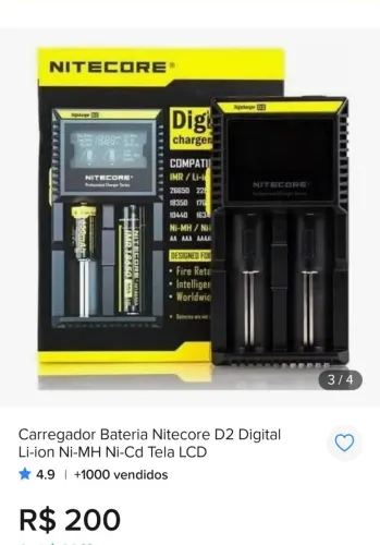 Nitecore Digicharger D2, um carregador de baterias inteligente e universal com dois slots.