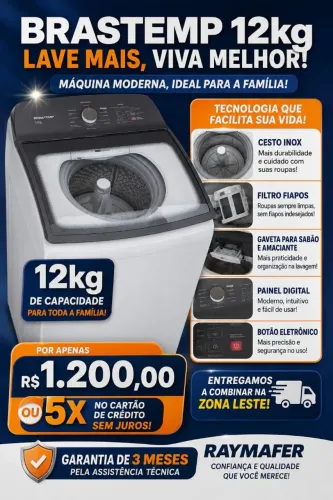 Máquina de lavar roupas Brastemp 12 kg com garantia e entrega na zona leste a combinar 