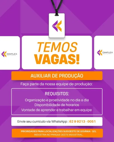 Auxiliar de Produção - Parque oeste industrial
