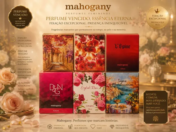 Seis perfumes Feminino Mahogany 100 reais cada um
