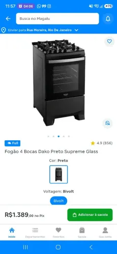 Fogão 4 Bocas Dako Prero