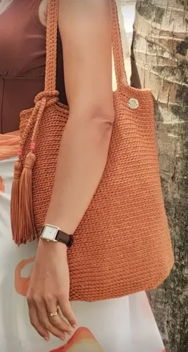 Bolsa de crochê moda praia