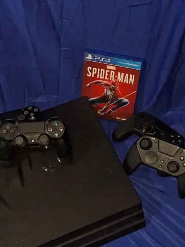 playstation 4 pro 1tb com 4 controles e jogo spider-man