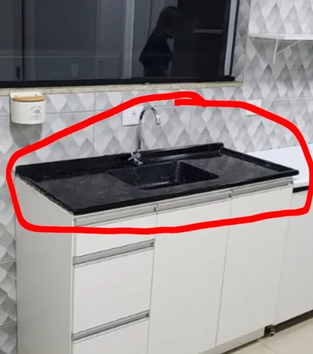 Pia tampão cozinha mármore sintético c/ torneira sem o balcão 