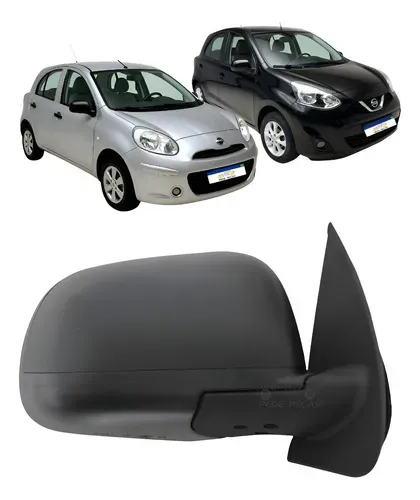 Retrovisor Nissan March 2012 A 2020 Manual Preto Texturizado