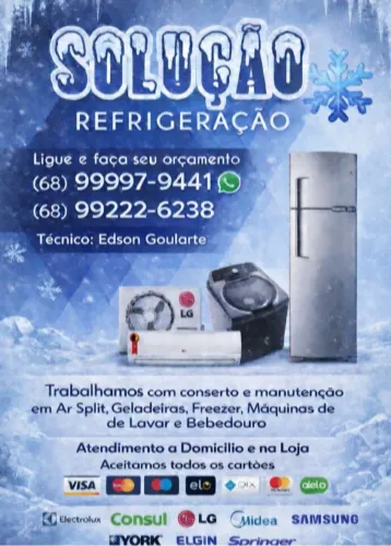 Trabalhamos com conserto de geladeira freezer bebedouro máquina de lavar e ar condicionado