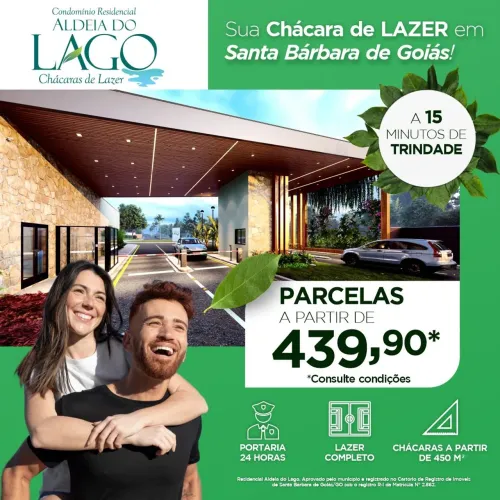 Aldeia do Lago - Santa Barbara de Goiás - Lotes a partir de 450m2
