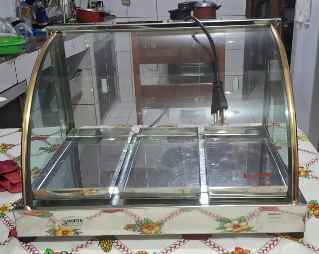 Estufa de vidro 3 bandejas para salgados. * - *)