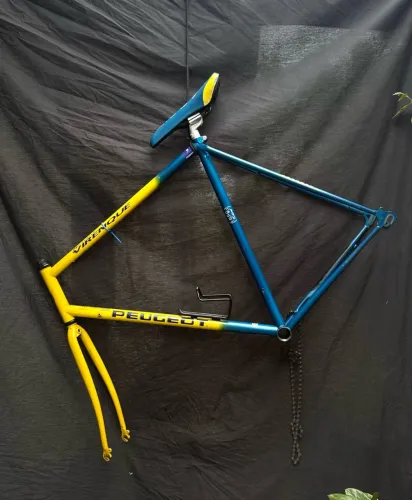 Quadro + Garfo Vintage Peugeot Richard Virenque Tam 58 - Aço Reynolds