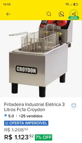 Fritadeira industrial elétrica 3 litros 