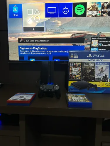 PS4 Slim 1TB Completo + Caixa Original + 4 Jogos