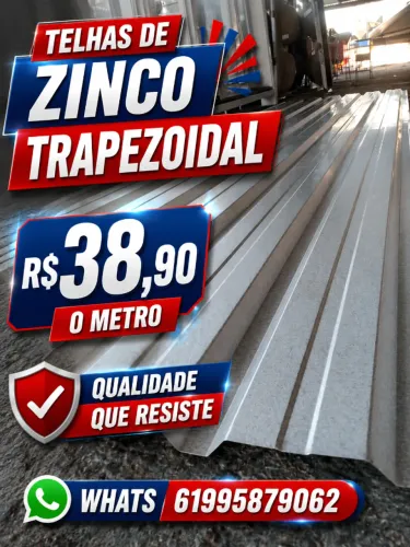 PARA TELHADOS E CERCAMENTOS TELHA ZINCO TRAPEZIODAL R$38,90 O METRO 