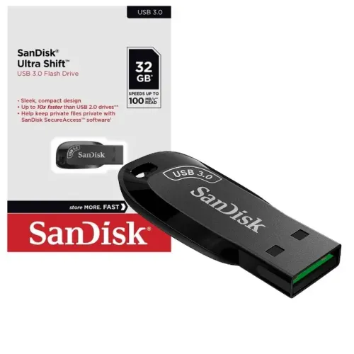 Pendrive Sandisk Ultra 32gb Shift Usb 3.0 Leitura Até 100 Mb/s *ENTREGA GRÁTIS*