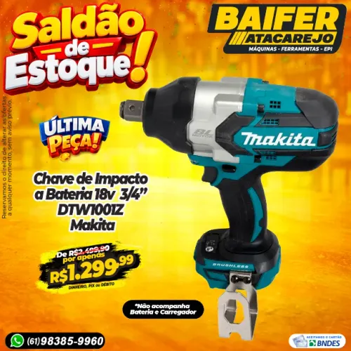 Chave de Impacto a Bateria 18v DTW1001Z Makita