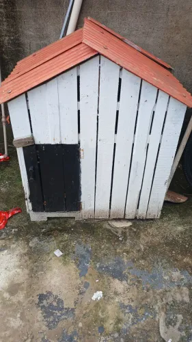 Casinha para cachorro pequeno, em otimo estado apenas uma telha e a porta esta quebrada