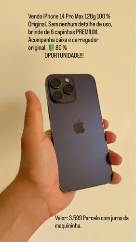iPhone 14 Pro Max zerado 128 gb 100 % Original com caixa e carregador. 