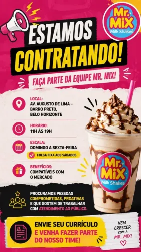 Atendente de Sorveteria e Milk Shake - Período Integral