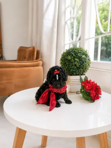 Poodle toy fêmea e macho