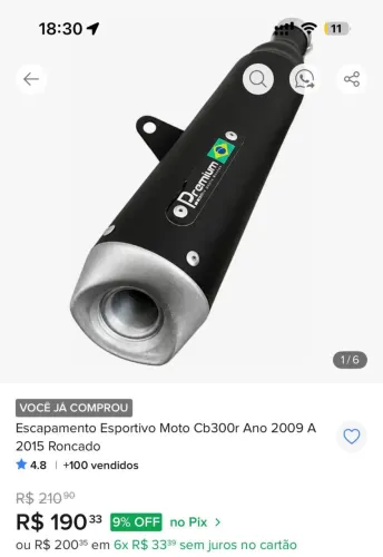 Vende escapamento esportivo para CB300r