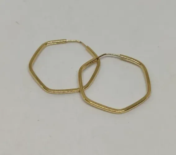 Brinco Argola sextavada ouro18k - diâmetro 2 cm