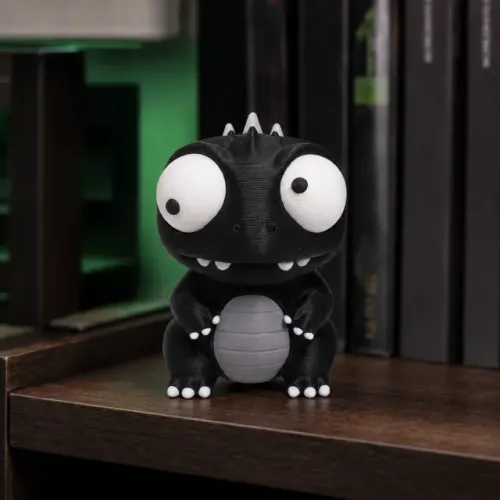 Godzilla Chibi 3D com espinhos que brilham no escuro - Olhos se mexem - Coleção Zóiudo