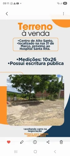 Lote comercial, Centro de Alto Santo