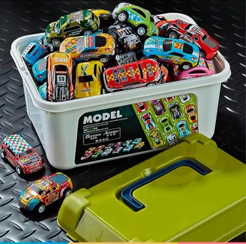 Kit 30 Mini Carrinhos + Caixa Organizadora