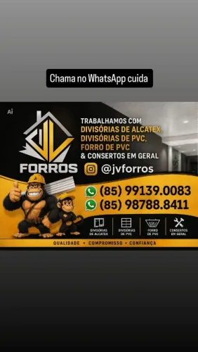 Forro de PVC e divisórias de alcatex