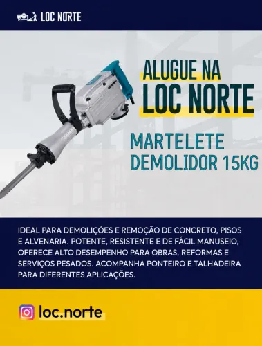 MARTELETE DEMOLIDOR 15KG PARA LOCAÇÃO