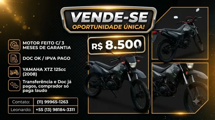 ? OPORTUNIDADE! Yamaha XTZ 125cc 2008 - Pegar e Rodar! ?