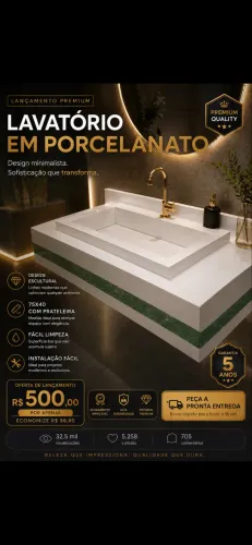Pia esculpida em porcelanato