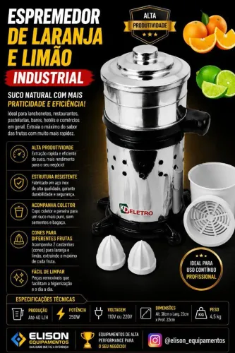 Espremedor de laranja industrial