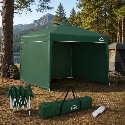 Gazebo / Tenda SANFONADO BEL 3x3M verde COM 3 PAREDES